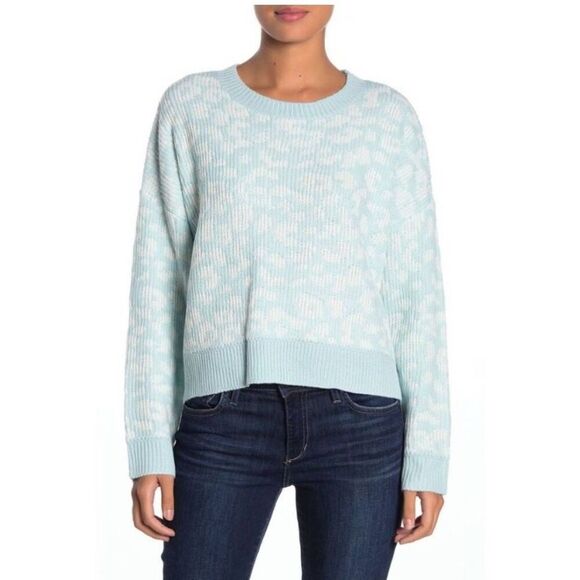 John + Jenn Blue Leopard Print Knit Sweater Women’s Size XL Soft Cozy Pullover - Picture 1 of 7